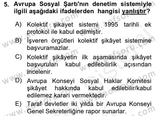 İnsan Hakları Ve Kamu Özgürlükleri Dersi 2017 - 2018 Yılı (Final) Dönem Sonu Sınav Soruları 5. Soru