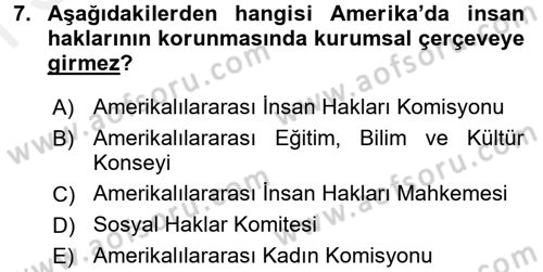 İnsan Hakları Ve Kamu Özgürlükleri Dersi 2017 - 2018 Yılı (Final) Dönem Sonu Sınav Soruları 7. Soru