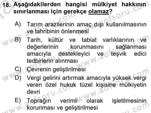 İnsan Hakları Ve Kamu Özgürlükleri Dersi 2018 - 2019 Yılı 3 Ders Sınav Soruları 18. Soru