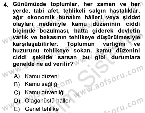 İnsan Hakları Ve Kamu Özgürlükleri Dersi 2018 - 2019 Yılı 3 Ders Sınav Soruları 4. Soru