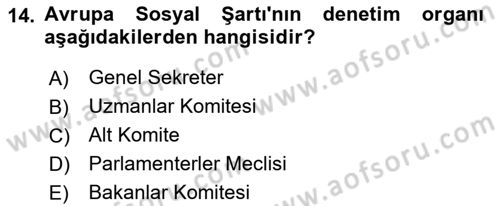 İnsan Hakları Ve Kamu Özgürlükleri Dersi 2018 - 2019 Yılı Yaz Okulu Sınav Soruları 14. Soru