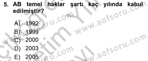 İnsan Hakları Ve Kamu Özgürlükleri Dersi 2018 - 2019 Yılı Yaz Okulu Sınav Soruları 5. Soru