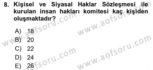 İnsan Hakları Ve Kamu Özgürlükleri Dersi 2018 - 2019 Yılı Yaz Okulu Sınav Soruları 8. Soru