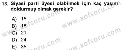 İnsan Hakları Ve Kamu Özgürlükleri Dersi 2019 - 2020 Yılı (Final) Dönem Sonu Sınav Soruları 13. Soru
