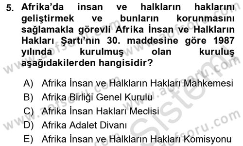 İnsan Hakları Ve Kamu Özgürlükleri Dersi 2019 - 2020 Yılı (Final) Dönem Sonu Sınav Soruları 5. Soru