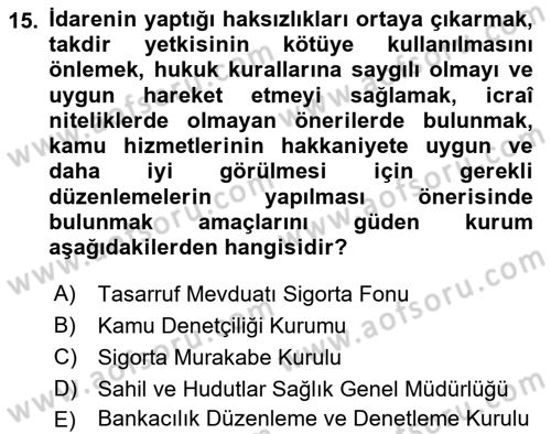 İnsan Hakları Ve Kamu Özgürlükleri Dersi 2020 - 2021 Yılı Yaz Okulu Sınav Soruları 15. Soru