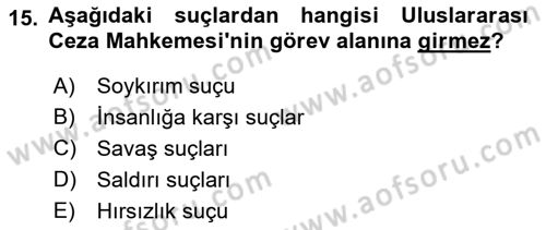 İnsan Hakları Ve Kamu Özgürlükleri Dersi 2021 - 2022 Yılı (Vize) Ara Sınavı 15. Soru