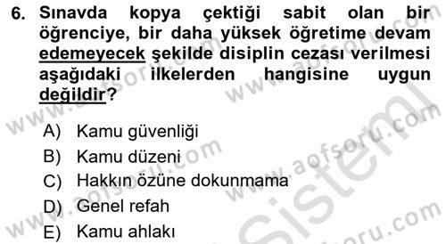 İnsan Hakları Ve Kamu Özgürlükleri Dersi 2021 - 2022 Yılı (Vize) Ara Sınavı 6. Soru