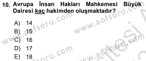 İnsan Hakları Ve Kamu Özgürlükleri Dersi 2022 - 2023 Yılı Yaz Okulu Sınav Soruları 10. Soru