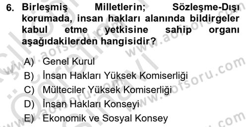 İnsan Hakları Ve Kamu Özgürlükleri Dersi 2022 - 2023 Yılı Yaz Okulu Sınav Soruları 6. Soru