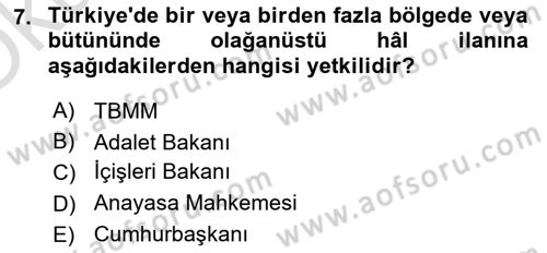 İnsan Hakları Ve Kamu Özgürlükleri Dersi 2022 - 2023 Yılı Yaz Okulu Sınav Soruları 7. Soru