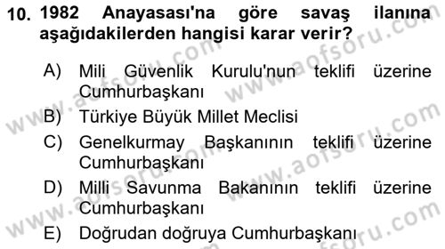 İnsan Hakları Ve Kamu Özgürlükleri Dersi 2023 - 2024 Yılı (Vize) Ara Sınav Soruları 10. Soru