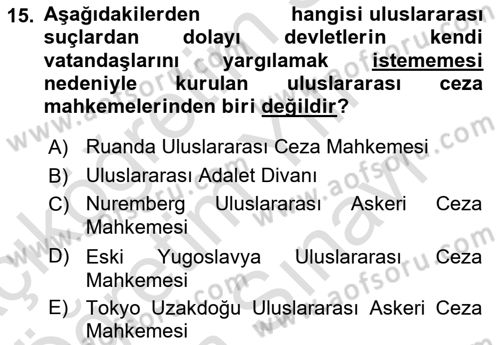 İnsan Hakları Ve Kamu Özgürlükleri Dersi 2023 - 2024 Yılı (Vize) Ara Sınavı 15. Soru