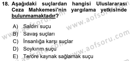 İnsan Hakları Ve Kamu Özgürlükleri Dersi 2023 - 2024 Yılı (Vize) Ara Sınavı 18. Soru