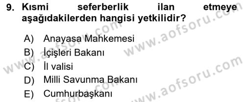 İnsan Hakları Ve Kamu Özgürlükleri Dersi 2023 - 2024 Yılı (Vize) Ara Sınav Soruları 9. Soru