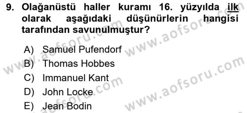 İnsan Hakları Ve Kamu Özgürlükleri Dersi 2023 - 2024 Yılı (Final) Dönem Sonu Sınav Soruları 9. Soru