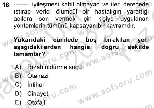 İnsan Hakları Ve Kamu Özgürlükleri Dersi 2023 - 2024 Yılı Yaz Okulu Sınav Soruları 18. Soru