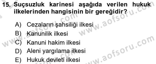 İnsan Hakları Ve Kamu Özgürlükleri Dersi 2024 - 2025 Yılı (Final) Dönem Sonu Sınav Soruları 15. Soru