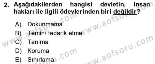 İnsan Hakları Ve Kamu Özgürlükleri Dersi 2024 - 2025 Yılı (Final) Dönem Sonu Sınav Soruları 2. Soru