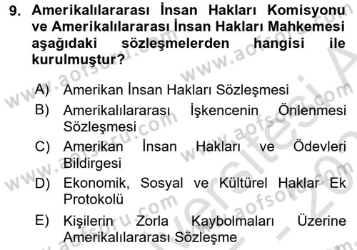 İnsan Hakları Ve Kamu Özgürlükleri Dersi 2025 - 2026 Yılı (Vize) Ara Sınav Soruları 9. Soru
