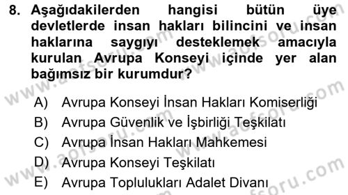 İnsan Hakları Ve Kamu Özgürlükleri Dersi 2025 - 2026 Yılı (Final) Dönem Sonu Sınav Soruları 8. Soru