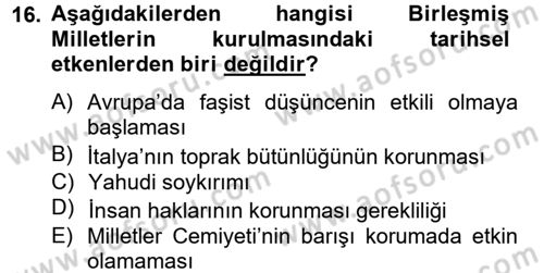 İnsan Hakları Ve Kamu Özgürlükleri -x Dersi 2012 - 2013 Yılı (Vize) Ara Sınav Soruları 16. Soru