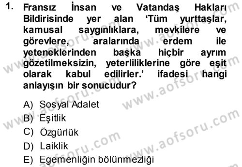 İnsan Hakları Ve Kamu Özgürlükleri -x Dersi 2013 - 2014 Yılı (Final) Dönem Sonu Sınav Soruları 1. Soru