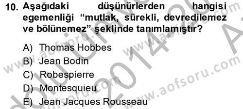 İnsan Hakları Ve Kamu Özgürlükleri -x Dersi 2014 - 2015 Yılı (Vize) Ara Sınav Soruları 10. Soru
