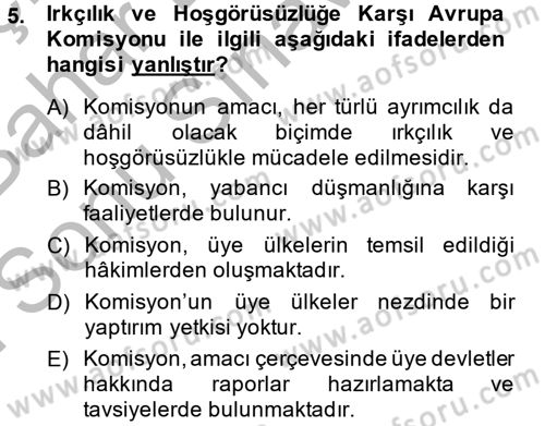 İnsan Hakları Ve Kamu Özgürlükleri -x Dersi 2014 - 2015 Yılı (Final) Dönem Sonu Sınav Soruları 5. Soru