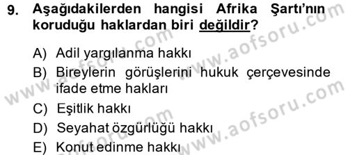 İnsan Hakları Ve Kamu Özgürlükleri -x Dersi 2014 - 2015 Yılı Tek Ders Sınav Soruları 9. Soru