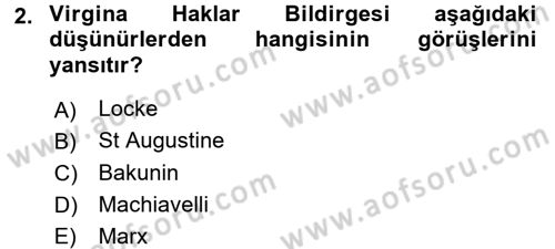İnsan Hakları Ve Kamu Özgürlükleri -x Dersi 2015 - 2016 Yılı (Vize) Ara Sınav Soruları 2. Soru