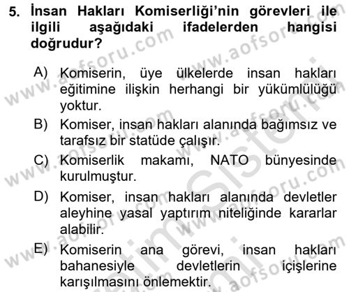 İnsan Hakları Ve Kamu Özgürlükleri -x Dersi 2015 - 2016 Yılı (Final) Dönem Sonu Sınav Soruları 5. Soru