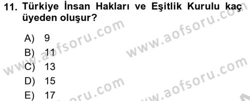 İnsan Hakları Ve Kamu Özgürlükleri -x Dersi 2016 - 2017 Yılı 3 Ders Sınav Soruları 11. Soru