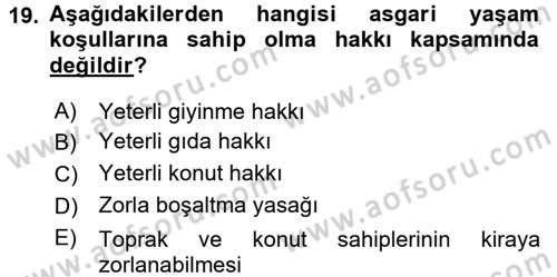 İnsan Hakları Ve Kamu Özgürlükleri -x Dersi 2016 - 2017 Yılı 3 Ders Sınav Soruları 19. Soru