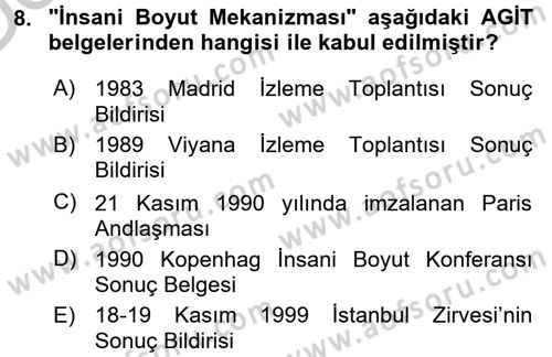 İnsan Hakları Ve Kamu Özgürlükleri -x Dersi 2016 - 2017 Yılı 3 Ders Sınav Soruları 8. Soru