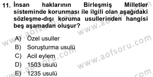 İnsan Hakları Ve Kamu Özgürlükleri -x Dersi 2016 - 2017 Yılı (Vize) Ara Sınav Soruları 11. Soru