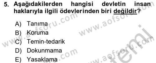 İnsan Hakları Ve Kamu Özgürlükleri -x Dersi 2016 - 2017 Yılı (Vize) Ara Sınav Soruları 5. Soru