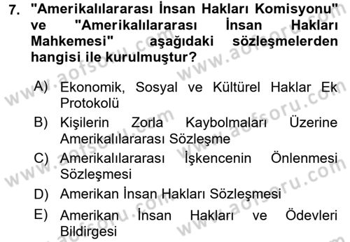 İnsan Hakları Ve Kamu Özgürlükleri -x Dersi 2016 - 2017 Yılı (Vize) Ara Sınav Soruları 7. Soru