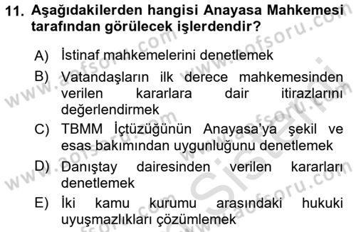 İnsan Hakları Ve Kamu Özgürlükleri -x Dersi 2018 - 2019 Yılı 3 Ders Sınav Soruları 11. Soru