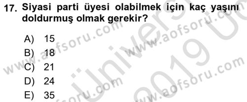 İnsan Hakları Ve Kamu Özgürlükleri -x Dersi 2018 - 2019 Yılı 3 Ders Sınav Soruları 17. Soru