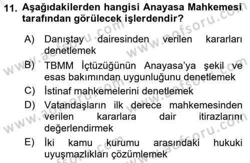 İnsan Hakları Ve Kamu Özgürlükleri -x Dersi 2018 - 2019 Yılı (Final) Dönem Sonu Sınav Soruları 11. Soru