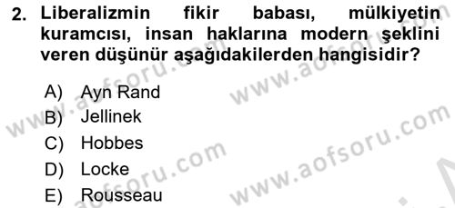 İnsan Hakları Ve Kamu Özgürlükleri -x Dersi 2022 - 2023 Yılı Yaz Okulu Sınav Soruları 2. Soru