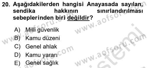 İnsan Hakları Ve Kamu Özgürlükleri -x Dersi 2022 - 2023 Yılı Yaz Okulu Sınav Soruları 20. Soru