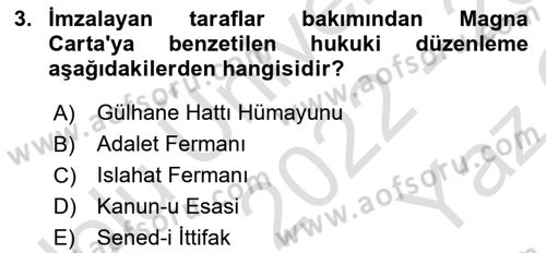 İnsan Hakları Ve Kamu Özgürlükleri -x Dersi 2022 - 2023 Yılı Yaz Okulu Sınav Soruları 3. Soru