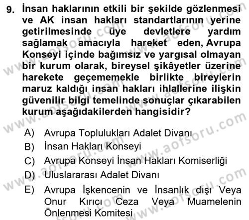 İnsan Hakları Ve Kamu Özgürlükleri -x Dersi 2022 - 2023 Yılı Yaz Okulu Sınav Soruları 9. Soru