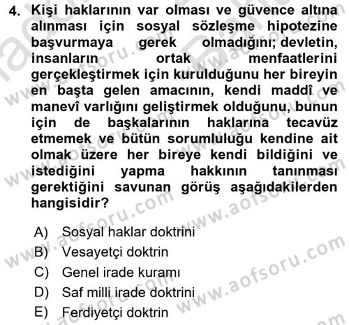İnsan Hakları Ve Kamu Özgürlükleri -x Dersi 2023 - 2024 Yılı (Vize) Ara Sınav Soruları 4. Soru