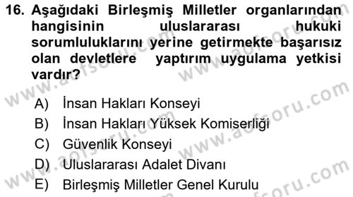 İnsan Hakları Ve Kamu Özgürlükleri -x Dersi 2025 - 2026 Yılı (Vize) Ara Sınav Soruları 16. Soru