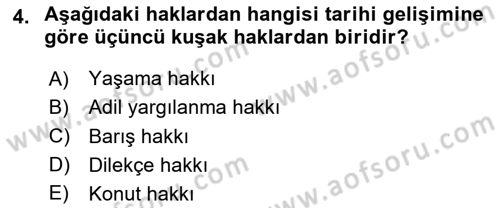 İnsan Hakları Ve Kamu Özgürlükleri -x Dersi 2025 - 2026 Yılı (Vize) Ara Sınav Soruları 4. Soru