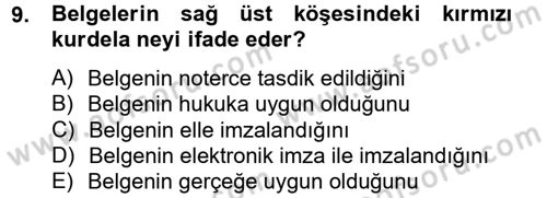 Kalem Mevzuatı Dersi 2014 - 2015 Yılı (Vize) Ara Sınavı 9. Soru