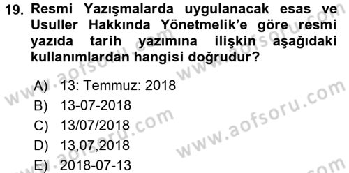 Kalem Mevzuatı Dersi 2017 - 2018 Yılı 3 Ders Sınavı 19. Soru